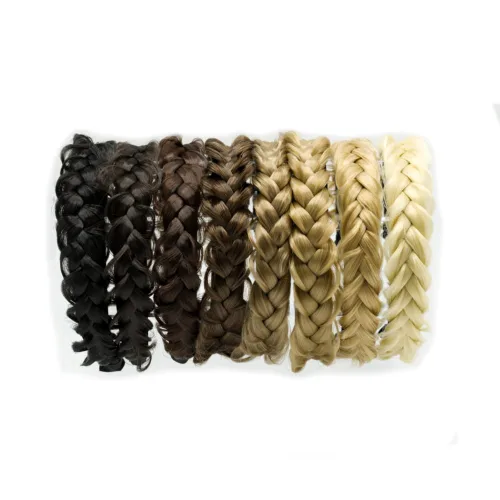 Vista 3 de RPZL (Rubio caramelo 8/14) Diademas trenzadas de cabello sintético – Diadema trenzada ligera y antideslizante – Dos hebras de 4 pulgadas de ancho