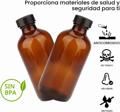 Vista 4 de Maredash Botellas de vidrio ámbar de 4 onzas, botellas de vidrio redondas
