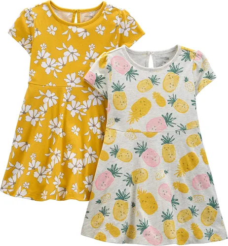Vista 12 de Simple Joys by Carter's - Conjunto de vestido de manga corta y sin mangas para niña, paquete de 2
