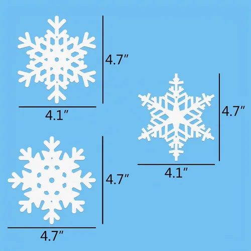 Vista 3 de 12 piezas copos de nieve de invierno para decoración de cumpleaños – Navidad colgante blanco fiesta suministros de decoración