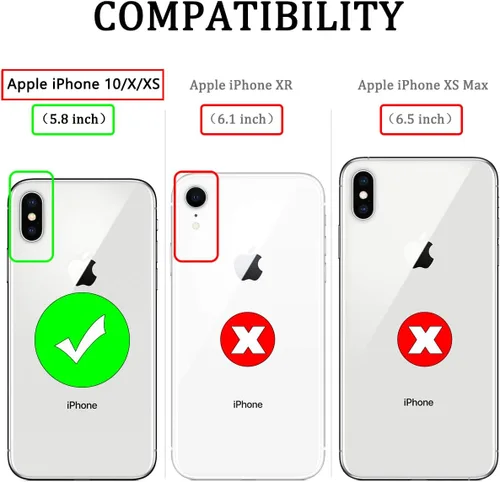 Vista 2 de Korecase - Funda para iPhone X/XS, soporte de anillo negro, protección militar contra caídas