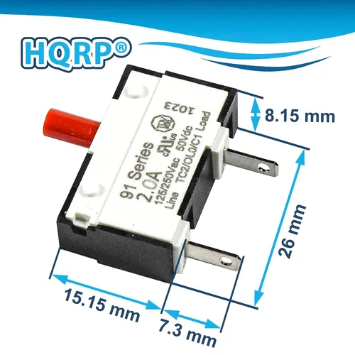 Vista 3 de HQRP Interruptor de disyuntor térmico de empuje para restablecer serie 91 compatible con aspiradora vertical Dyson DC25 DC24 914592-01 DY-91459201
