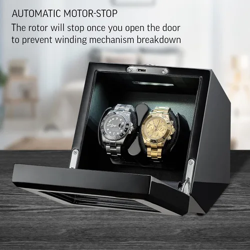 Vista 2 de TIMECUBE Enrollador de reloj doble con luz LED, 15 modos de bobinado y opción automática de parada de motor