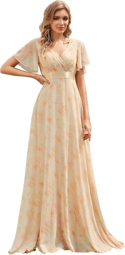 Vista 22 de Ever-Pretty Vestidos formales de mujer para madre de la novia, de manga corta, de chifón, con cintura imperio, de largo hasta el suelo, para dama