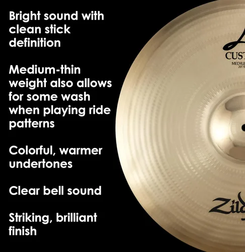 Vista 4 de Zildjian A Custom Medium Ride Platillo - 20 pulgadas