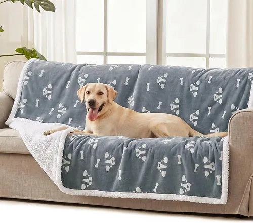 Vista 17 de Luciphia Mantas impermeables para mascotas para sofá o cama, a prueba de orina líquida, lavable, suave, esponjosa, manta reversible para perros