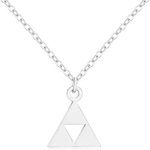 Vista 7 de Collares con colgante de oro de 14K de SENFAI en acero inoxidable con aretes triangulares 1-Anime oro-plus