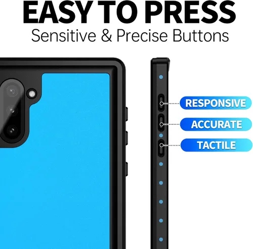 Vista 6 de BEASTEK Funda impermeable para Galaxy Note 10 Serie NRE a prueba de golpes con certificado IP68 con protector de pantalla incorporado Cubierta Azul