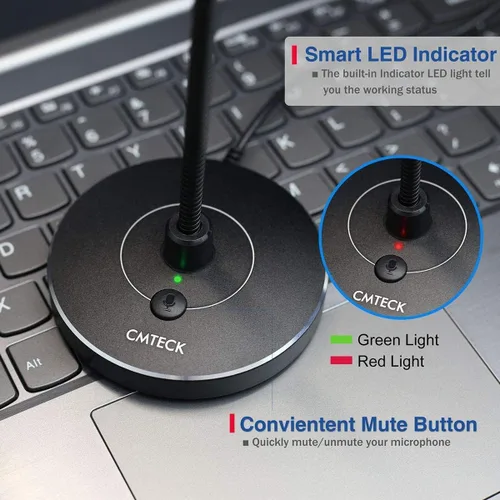 Vista 4 de CMTECK - Micrófono USB para computadora G009, micrófono de escritorio con cancelación de ruido para PC/laptop para chat en línea, estudio en casa