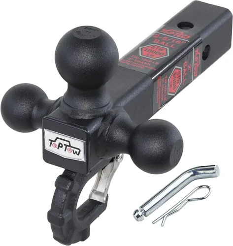 Vista 9 de TOPTOW Enganche de remolque de tres bolas con bolas de enganche y gancho de arrastre Beast color negro mate, se adapta a receptor de 2 pulgadas