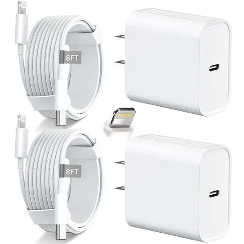 Vista 16 de DiHines Cargador rápido para iPhone 14, 13, 12, 11, cable Lightning de carga rápida de 10 pies de largo con bloque de cargador USB C de 20 W