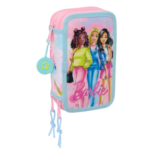 Vista 2 de Estuche Escolar con Accesorios Barbie Painterly Rosa Azul cielo 12,5 x 19,5 x 5,5 cm 37 Piezas