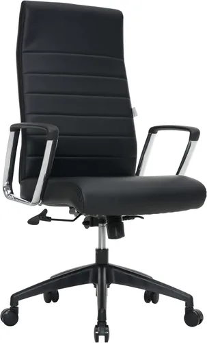 Vista 7 de LeisureMod Hilton Leather Executive Office Chair, Adjustable Height Negro