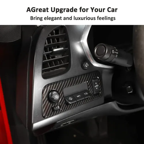 Vista 5 de Panel de botón para interruptor de faros de automóvil para Chevrolet Corvette C7 2014-2019 convertible, accesorios interiores (fibra de carbono)