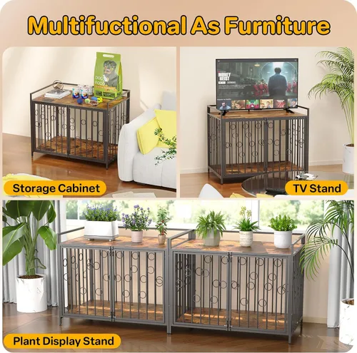Vista 5 de Furniture Style - Jaula para perros pequeños, de 38 pulgadas, resistente a prueba de escapes, con 4 pestillos de seguridad, casa decorativa