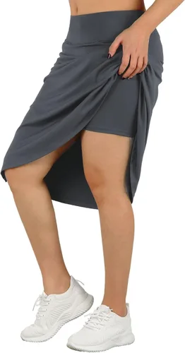 Vista 3 de ANVIVO - Falda pantalón para mujer, longitud hasta la rodilla, falda deportiva informal con bolsillos de cintura alta