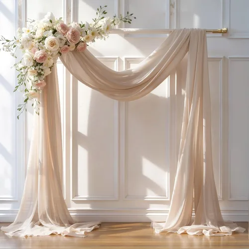Vista 12 de Cortinas de telón de fondo transparentes para arco de boda de 28 pulgadas x 19 pies Negro