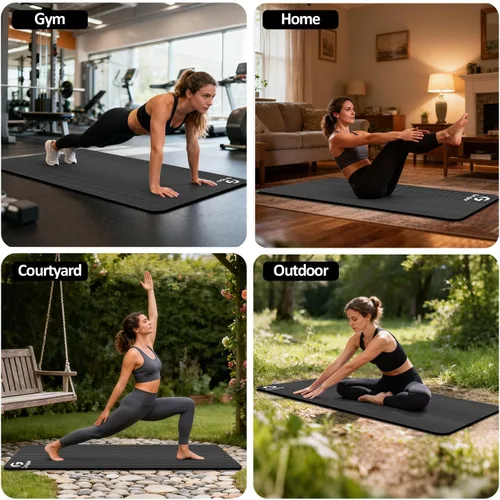 Vista 7 de Gruper Esterilla de yoga antideslizante NBR extra gruesa, 72 pulgadas de largo x 32 pulgadas/24 pulgadas de ancho x 0.6 pulgadas de grosor