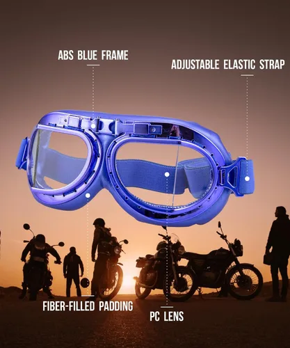 Vista 3 de CRG Sports Gafas de motocicleta estilo aviador, piloto, crucero, scooter, gafas de motocross para hombre, mujer, adulto