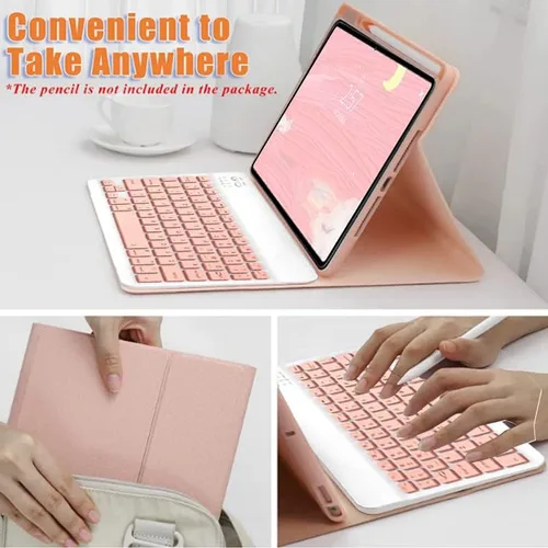 Vista 7 de Funda de teclado retroiluminada para Galaxy Tab A8 de 10.5 pulgadas modelo 2022 (SM-X200/X205/X207), cubierta delgada y ligera con teclado