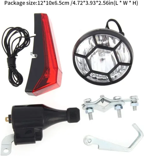 Vista 2 de Juego de luces de dinamo para bicicleta, faros delanteros y traseros LED, luz de seguridad, accesorios de ciclismo