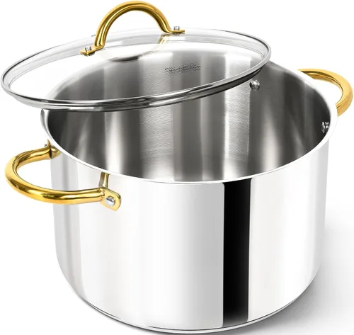 Vista 11 de MICHELANGELO Ollas de Acero Inoxidable - Olla de Inducción de 6 Qt con Tapa, Olla para Caldo de Acero Inoxidable 18/10, Olla de Cocina No Tóxica