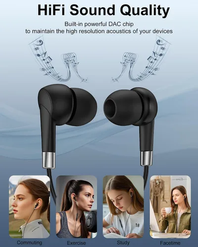 Vista 3 de Auriculares Lightning para iPhone, auriculares intraurales con cable Apple con certificación Mfi for iPhone 14 Pro Max/14Pro/14Plus/14/13Pro/13