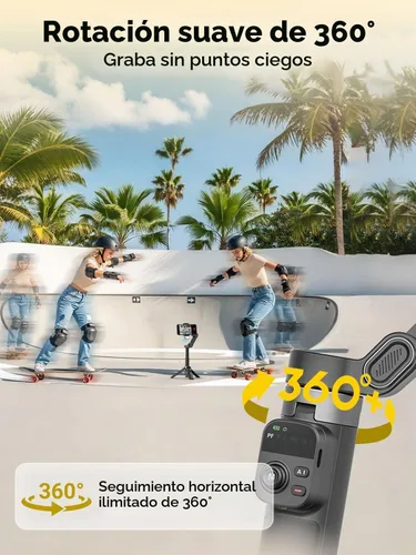 Vista 7 de AOCHUAN Smart X3 AI Gimbal estabilizador para iPhone, módulo de luz de seguimiento de AI
