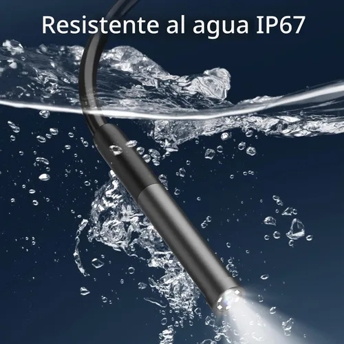 Vista 5 de Cámara de endoscopio con luz, boroscopio con 6 luces LED, endoscopio con cámara de serpiente semirrígida de 9.8 pies, cámara de inspección