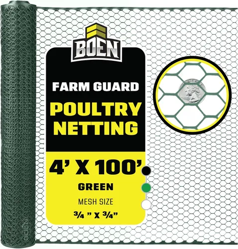 Vista 10 de Boen Malla hexagonal de plástico para aves de corral, barrera temporal de alambre de pollo para patio (2 x 25 pies, negro)