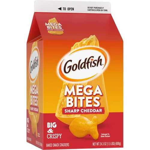 Vista 54 de Goldfish Galletas de queso cheddar, horneadas con grano entero, caja de 27.3 onzas