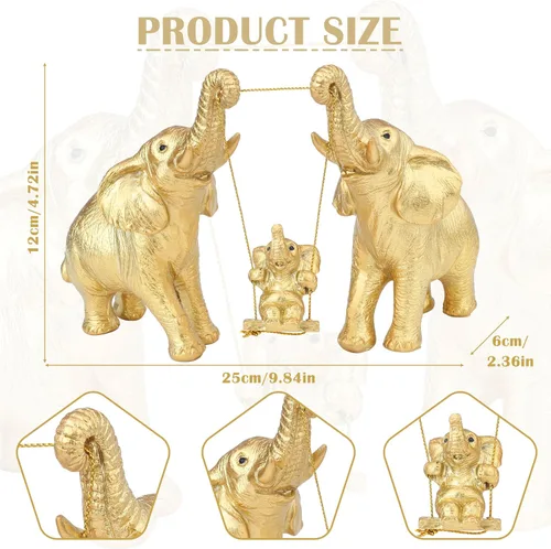 Vista 4 de Estatua de elefante, decoración de figuras de elefante dorado