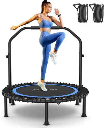 Vista 10 de ANCHEER Fitness Trampoline,40"/48" Bungee Rebounder with Adjustable Handle 450-550 LBS Capacity/Waterproof & UV-Resistant Materials Indoor &