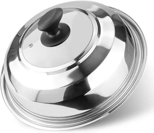 Vista 9 de Tapas de sartén de vidrio templado de 12.5 pulgadas con asa de repuesto, accesorios de wok para sartén, hierro fundido redondo, aluminio fundido