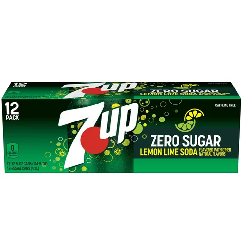Vista 10 de 7UP Zero Sugar Lemon Lime Soda, latas de 12 onzas líquidas (paquete de 12)