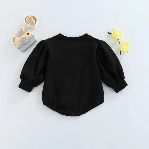 Vista 3 de Sudaderas de gran tamaño para bebés y niñas recién nacidas, overol de manga abombada, suéter de otoño e invierno