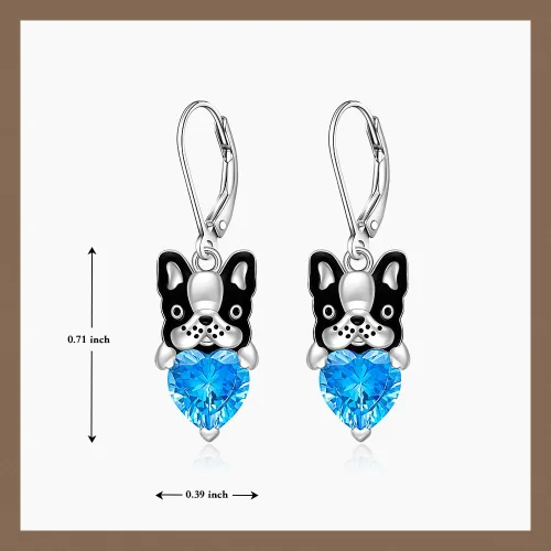 Vista 3 de Aretes de plata de ley con diseño de conejo, trébol, panda, elefante, abeja, pingüino, mariposa, pulpo, gato negro, cardenal, flamenco, piedra lunar