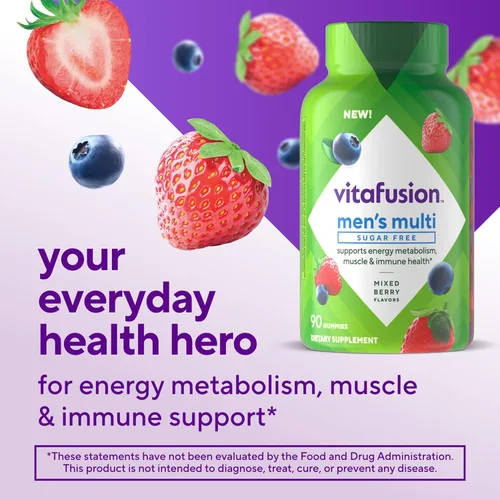Vista 2 de Vitafusion Gomitas multivitamínicas para hombre sin azúcar 90 vitaminas