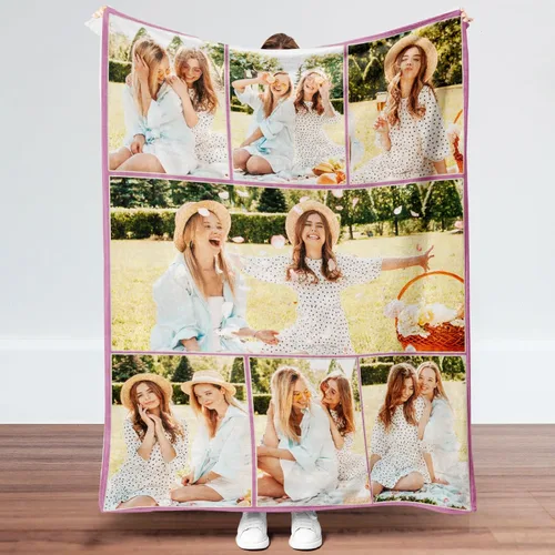 Vista 10 de Manta personalizada con imagen, regalos para novio, novia, manta de fotos personalizada para cumpleaños, aniversario, boda, Navidad