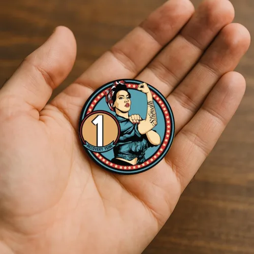 Vista 4 de Sobriety Coin – Rosie Strength Tattoo Recovery AA Chip, medallón de alta resistencia, regalo perfecto para cualquier persona en recuperación