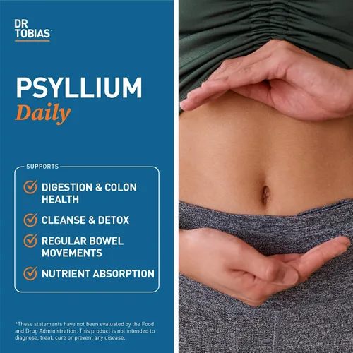 Vista 5 de Dr. Tobias Probióticos y prebióticos inmunes profundos y psyllium diario, apoya la salud digestiva, la función inmune intestinal, suplemento diario