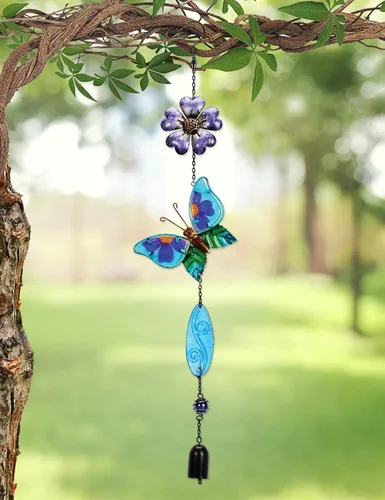 Vista 2 de Sunset Vista Designs Atrapasoles de mariposa de metal y vidrio, morado