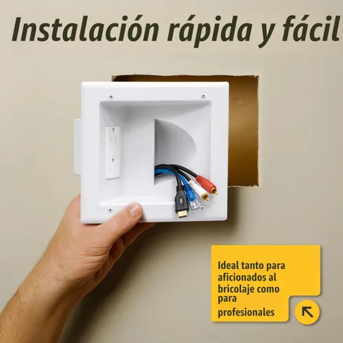 Vista 4 de DATA COMM Electronics 45-0231-WH - Caja de salida de medios empotrable USB, gestión de cables en la pared, receptáculo dúplex, puertos USB dobles