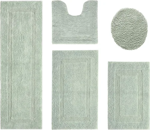 Vista 86 de Better Trends - Juego de 2 alfombras de baño 100% algodón, extra suaves, con borlas, de 17" x 24", alfombra de baño superabsorbente y reversible