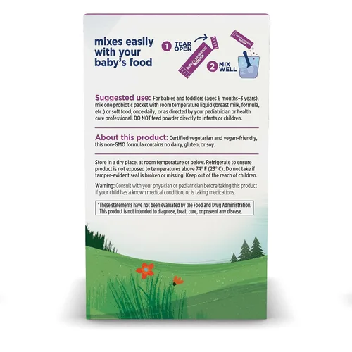 Vista 3 de Nordic Naturals Baby's Nordic Flora Probiotic Powder, sin sabor, 30 paquetes, 4 mil millones de UFC, salud digestiva y apoyo inmunológico para bebés