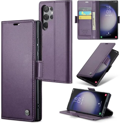 Vista 35 de Funda tipo cartera compatible con Samsung Galaxy S23, de piel sintética, con función atril y tarjetero para Galaxy S23 5G de 6.1 pulgadas (negro)