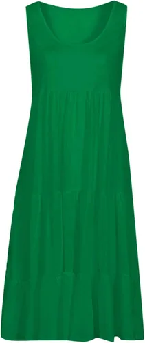 Vista 4 de Lisgai Vestido de verano para mujer, sin mangas, acampanado, cuello redondo, mini vestido liso, degradado, suelto, corto, plisado, vestido de verano