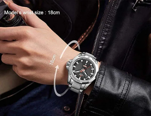 Vista 6 de NAVIFORCE - Reloj de pulsera de cuarzo analógico para hombre de acero inoxidable impermeable