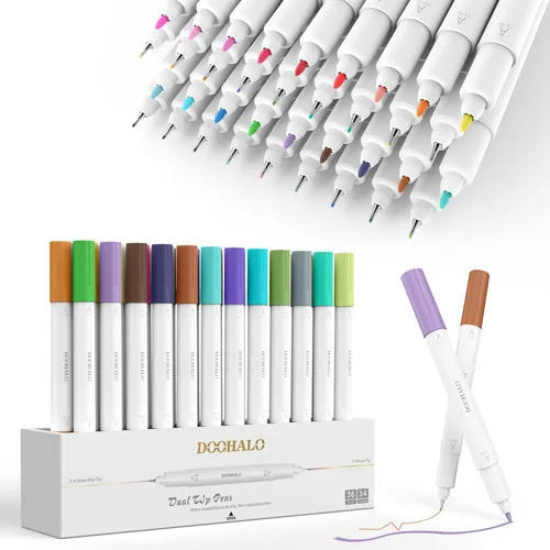 Vista 2 de DOOHALO Bolígrafos de punta fina para Cricut Joy/Joy Xtra - Bolígrafos de doble punta con puntas de 0.4 y 1.0, 36 paquetes por juego para escribir