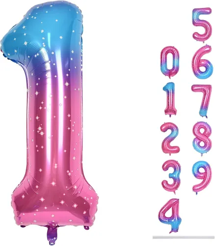 Vista 178 de Globo negro del número 0 para niñas y niños, 40 pulgadas, grande, número 0-9, de papel de aluminio, de Mylar para helio, juego de globos digitales